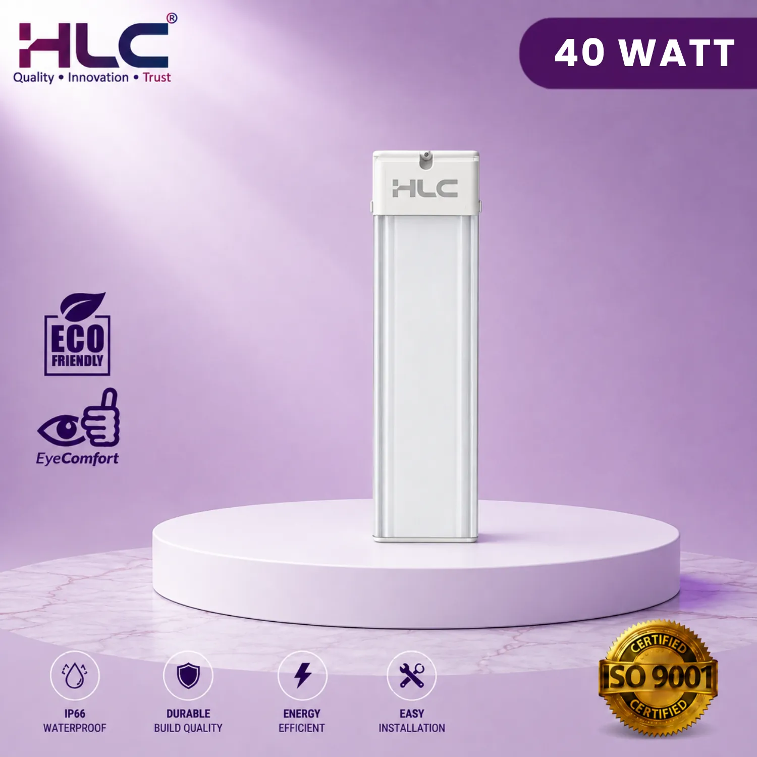 40W SQUARE LED BATTEN LIGHT 4FT - HLC LED Tube Lights & Battens (40W Square 4ft)