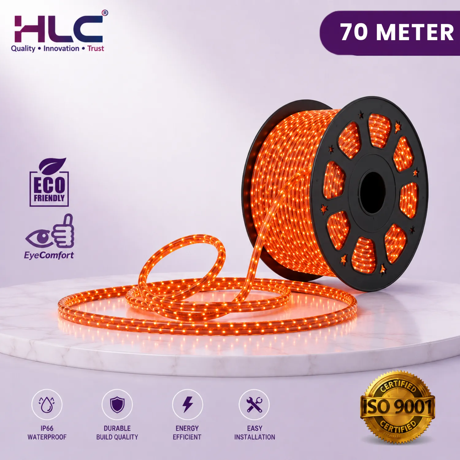 WIRELESS ROPE LIGHT - ORANGE - HLC Decorative LED Lighting (88 LEDs / METER)